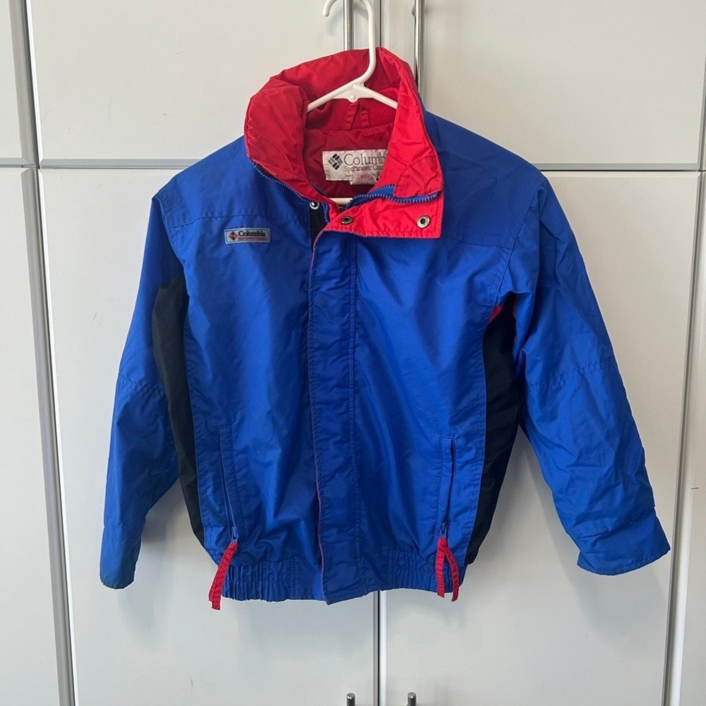 Vintage Columbia Youth Medium Blue‎ Red Windbreaker Jacket Full Zip Sportswear